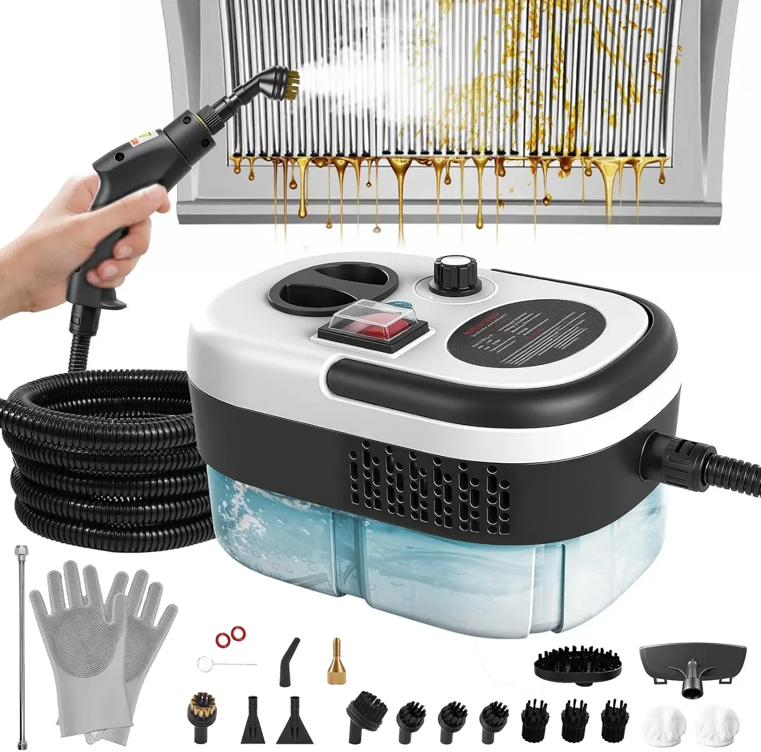 High-Pressure Steam Cleaner 2500W Handheld Steam Cleaner High Temperature Pressurized Steam Cleaning Machine Portable Car Steamer with Brush Heads (White),back to school,back to school haul