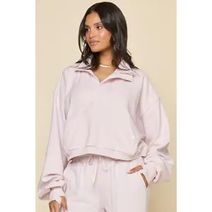 Ooey Gooey Crop Half Zip - Pink Ice