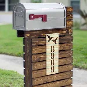 Hummingbird House Number Sign – Handcrafted Wooden Address Plaque for Mailbox Post or Porch – Custom Home Handcrafted Wooden Address Sign MA989830