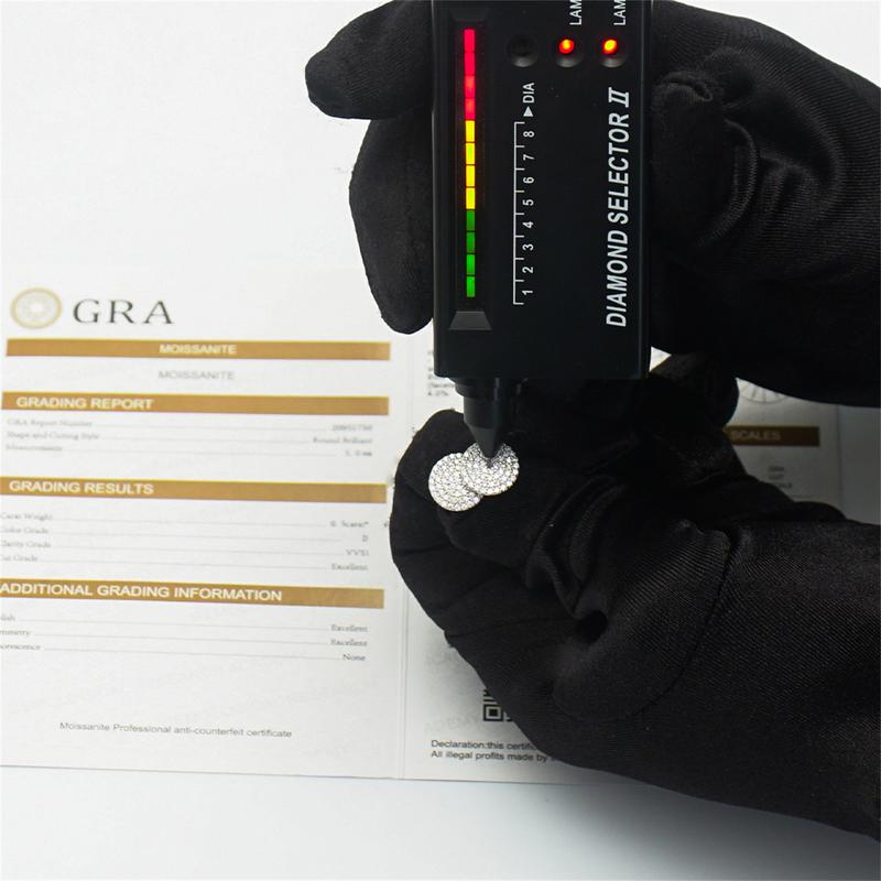 Delzzad Iced Out Circle Shape Synthetic Moissanite Stud Earring S925 Moissanite Jewelry Perfect Birthday Mother’s Day Gift for Men Women Wedding Set