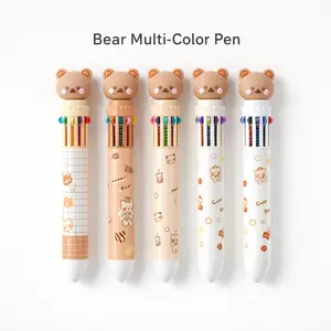 Hot Selling 2PCS Kawaii Bear 10-in-1 Multicolor Ballpoint Pens，Cute Aesthetic Stationery for School, Office, Journaling & Gifts