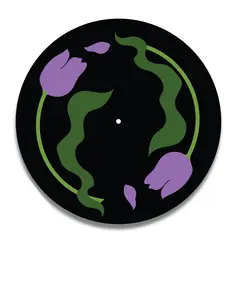 Purple "Tipsy Tulips" Vinyl Record Slipmat Turntable Accessory
