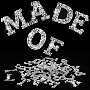 37 Pieces Rhinestone Letter Stickers Large Glitter Alphabet Crystal Number Self Adhesive Bling Stickers Iron on Letters for Art Crafts Clothing DIY Decors(White,1.97 Inch)