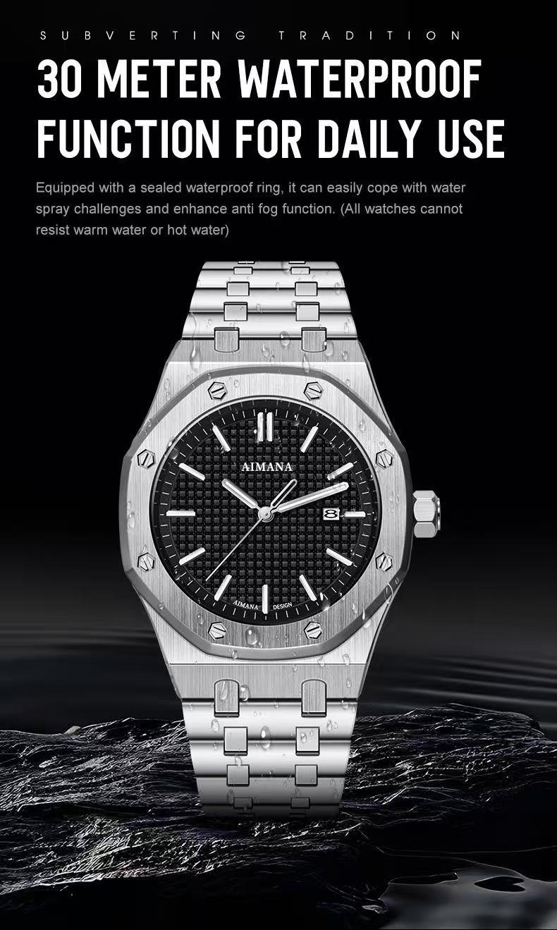 Buy One Get One Free – AIMANA Fashion & Versatile Watch with Original Swiss Movement, Calendar Function, Mechanical Style, Sapphire Crystal, Alloy Strap, Luminous and Waterproof Design