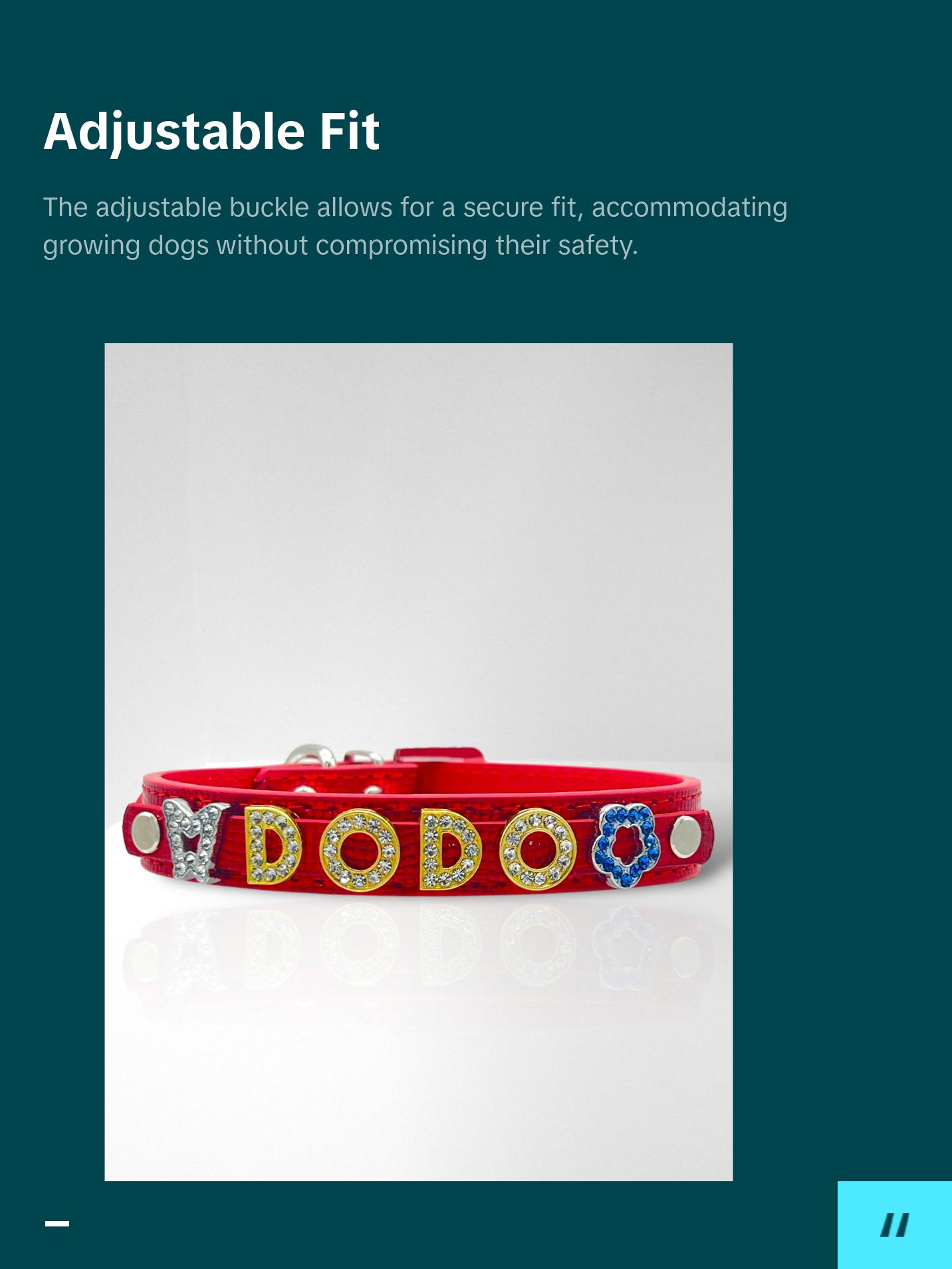 ALPHABET Shine Personalized Handmade PU Leather Dog Collar ALPHABET Shine Personalized Handmade PU Leather Dog Collar