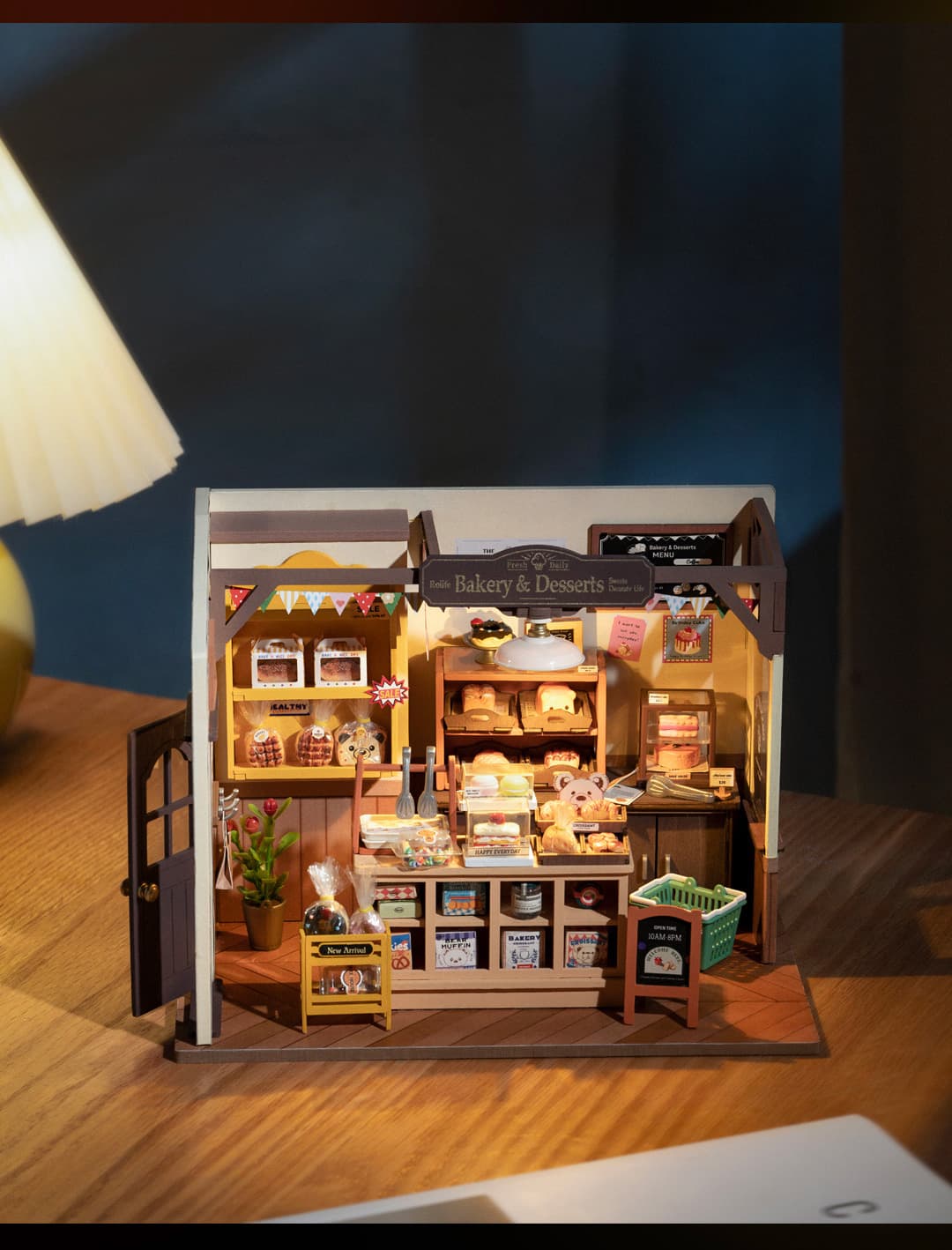 Rolife  Becka's Baking House Miniature House Kit DIY Mini Dollhouse with Accessories Tiny Store Making Kit with LED Light Hobby Birthday Gifts for Kids & Adults