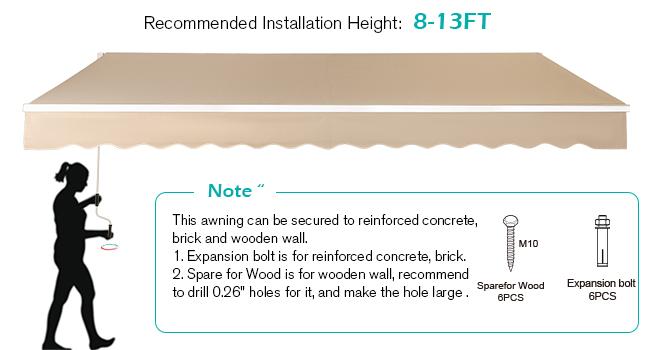 Manual Retractable Awning Water-Resistan Lounge Polyester Cover with Crank Handle, Outdoor for Patio Deck, Home, Backyard, Balcony Aesthetic Canopy Shade Sunshade Canopy Manual Retractable Awning Water-Resistan Lounge Polyester Cover with Crank Handle, Outdoor for Patio Deck, Home, Backyard, Balcony Aesthetic Canopy Shade Sunshade Canopy