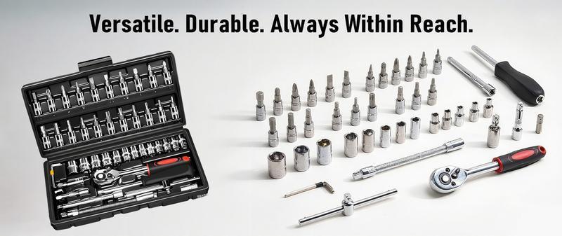 46/53 pcs Car Repair Tool Kit, Household Machinery Tools Set,Standard Socket Wrench, 1/2 * 1/4 "3/8" Drive Depth,Ratchet Screwdriver Compatible with Car Repair & Bicycle Repair, Hardware Toolbox,Auto Household, Christmas Gift for Dad,Black/Green