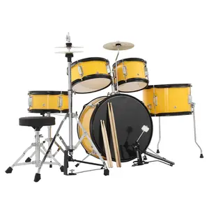 Garvee Complete 5-Piece Junior Drum Set with Dual Tom-Toms, Floor Tom, Snare Drum, Bass Drum, Hi-Hat, Cymbal, Pedal, Drumsticks, and Seat – Full Percussion Kit for Beginners
