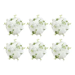 6Pcs Artificial Silk Flower Balls Centerpieces for Wedding Birthday Party Decor Home Table Decoration White Green Faux Flowers Photography Props