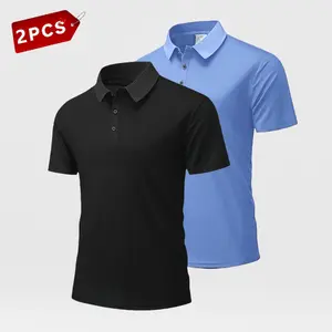 Men’s 2-Piece Summer Polo Shirt Set – Solid Color, Casual Design, Stylish and Versatile, suitable for leisure, business, and sports occasions; combo set in orange, black, navy blue, and green