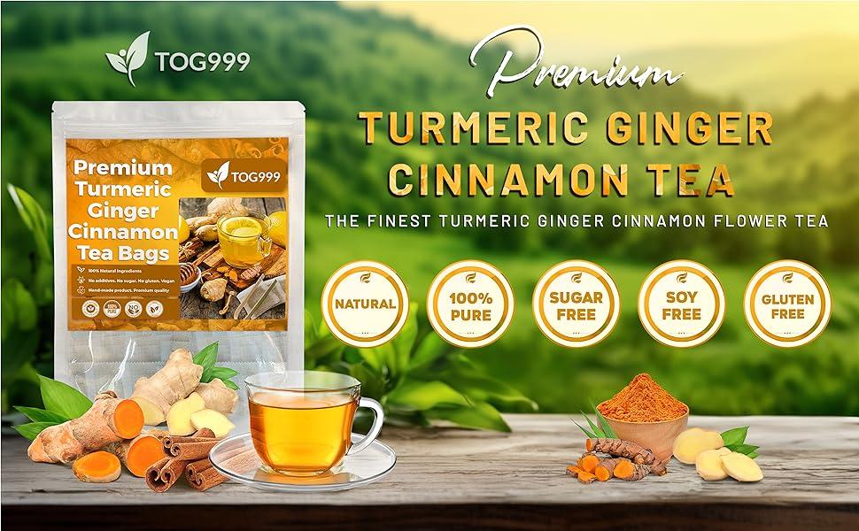 【FreshDrinkUS】 Turmeric Ginger Cinnamon Tea 100% Natural, Anti-Inflammatea. Eco-conscious Tea Bags. Turmeric Ginger Herbal Tea. No Sugar, No Caffeine, No Gluten, Vegan, Eco-Conscious Tea Bags 【FreshDrinkUS】 Turmeric Ginger Cinnamon Tea 100% Natural, Anti-Inflammatea. Eco-conscious Tea Bags. Turmeric Ginger Herbal Tea. No Sugar, No Caffeine, No Gluten, Vegan, Eco-Conscious Tea Bags