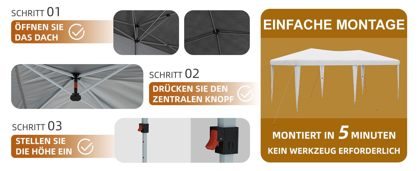 Aoxun 10x20 Pop Up Canopy Tent with 6 Removable Sidewalls, One Push Party Tent Waterproof Outdoor Canopy with 3 Adjustable Height, Portable Tents for Parties, Wedding, Commercial, Market