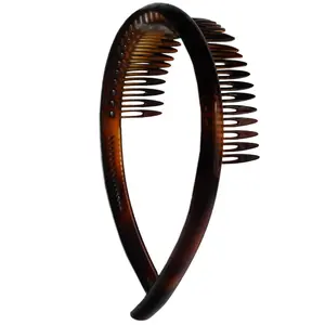 Parcelona Lyon French Tortoise Shell Cellulose Acetate Headband for Women and Girls