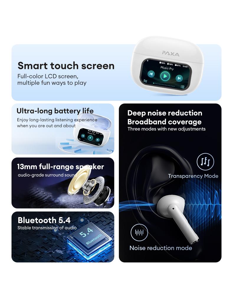 T26 Pro OWS Wireless Bluetooth Earbuds Luxurious Sound for Music & Phone Calls, Sport Headsets With Call Noise Canceling Mic