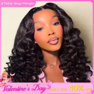 Live. New Yaki Loose Wave Fluffy Bounce Wand Curly Wig Human Hair Clear Transparent Glueless Lace Front Wig Pre-Cut Lace Pre-Bleached Hairline Pre-plucked Hairline Beginner-Friendly