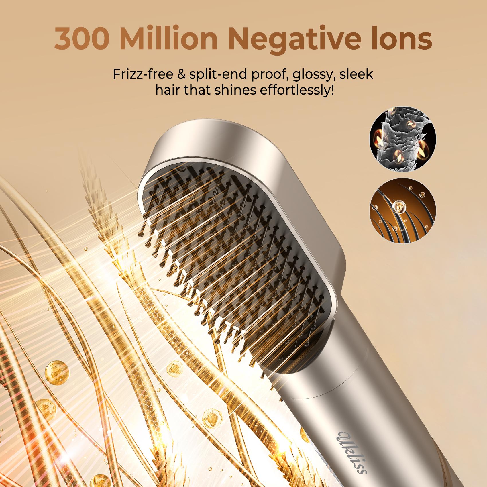 UKLISS FusionAir DIY HairStyler Airstyler Champagne Gold 90-Day Free Trial & Refund 2 Year Warranty 110000RPM HairCurler + HairStraightener + HairDryer + HotAirBrush + LowTemperatureHairCare + NegativeIons + BlowoutBoost + HairDiffuser + Fluffier