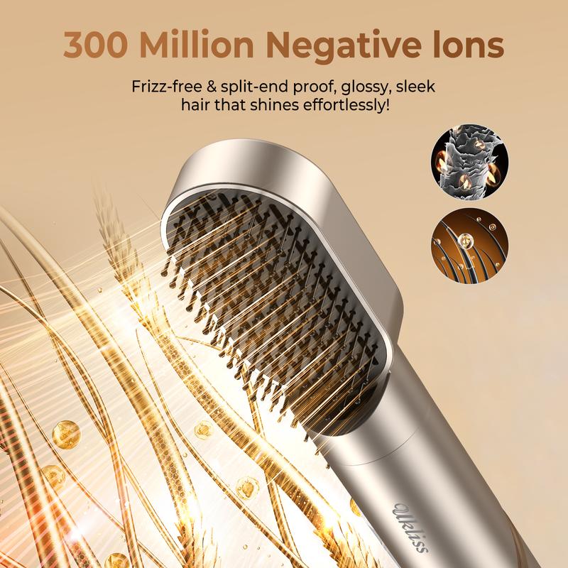 UKLISS FusionAir DIY HairStyler Champagne Gold 90-Day Free Trial & Refund 2 Year Warranty 110000RPM HairCurler + HairStraightener + HairDryer + HotAirBrush + LowTemperatureHairCare + NegativeIons + BlowoutBoost + HairDiffuser + Fluffier
