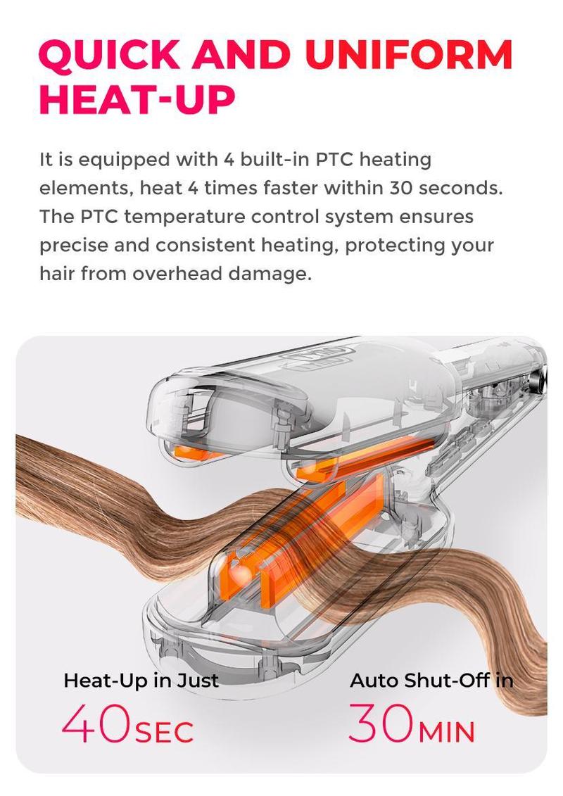 TYMO ROVY COMPACT Hair Waver Crimper, Hair Curler & Curling Irons, Hair Styling Tool With Negative Ionic Technology For Smooth Waves, Wavy Comfort, Hollywood Waves,Negative Ion,Beach Waver,Cash Kate Curling Iron