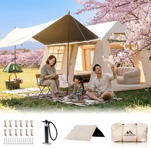 SENLEETO 129+129 sq ft SENLEETO Inflatable Cabin Tent — Insulated Waterproof Air Tent with Stove Jack & Skylight for Adult Camping Easy Setup Tent Family Tents