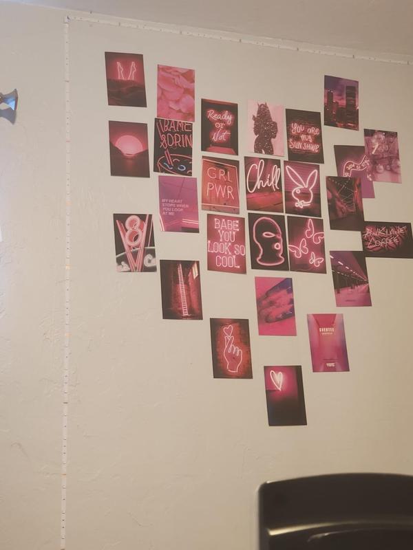 50-Piece Wall Collage Kit:Aesthetic Pink Neon Posters for Room, VSCO Style Photo Wall Art & Artistic Prints. VSCO Girl Bedroom Decor Gift Set Landscape
