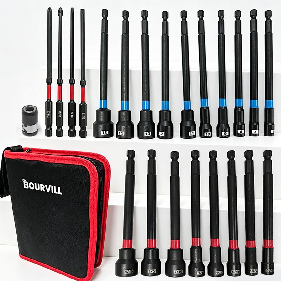 20Pcs & 29Pcs Magnetic Nut Driver Bit Set, 1/4 Inch Hex Shank, Metric & SAE Dual Sizes, CR-V Steel Impact Socket Bits Kit with Extension Bar & Canvas Storage Carry Bag 20Pcs & 29Pcs Magnetic Nut Driver Bit Set, 1/4 Inch Hex Shank, Metric & SAE Dual Sizes, CR-V Steel Impact Socket Bits Kit with Extension Bar & Canvas Storage Carry Bag