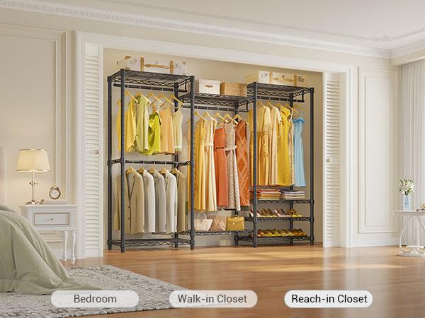 VIPEK V5 Series Closet Rack Wardrobe, Heavy Duty Freestanding Clothes Rack with 4 Rods & 8 Adjustable Shelves, Max Load 890LBS for Bedroom Storage