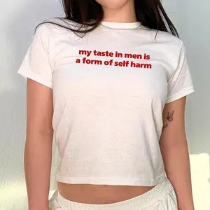My Taste In Men Baby Tee, Women Y2K Crop Tee, Adult Humor Tee