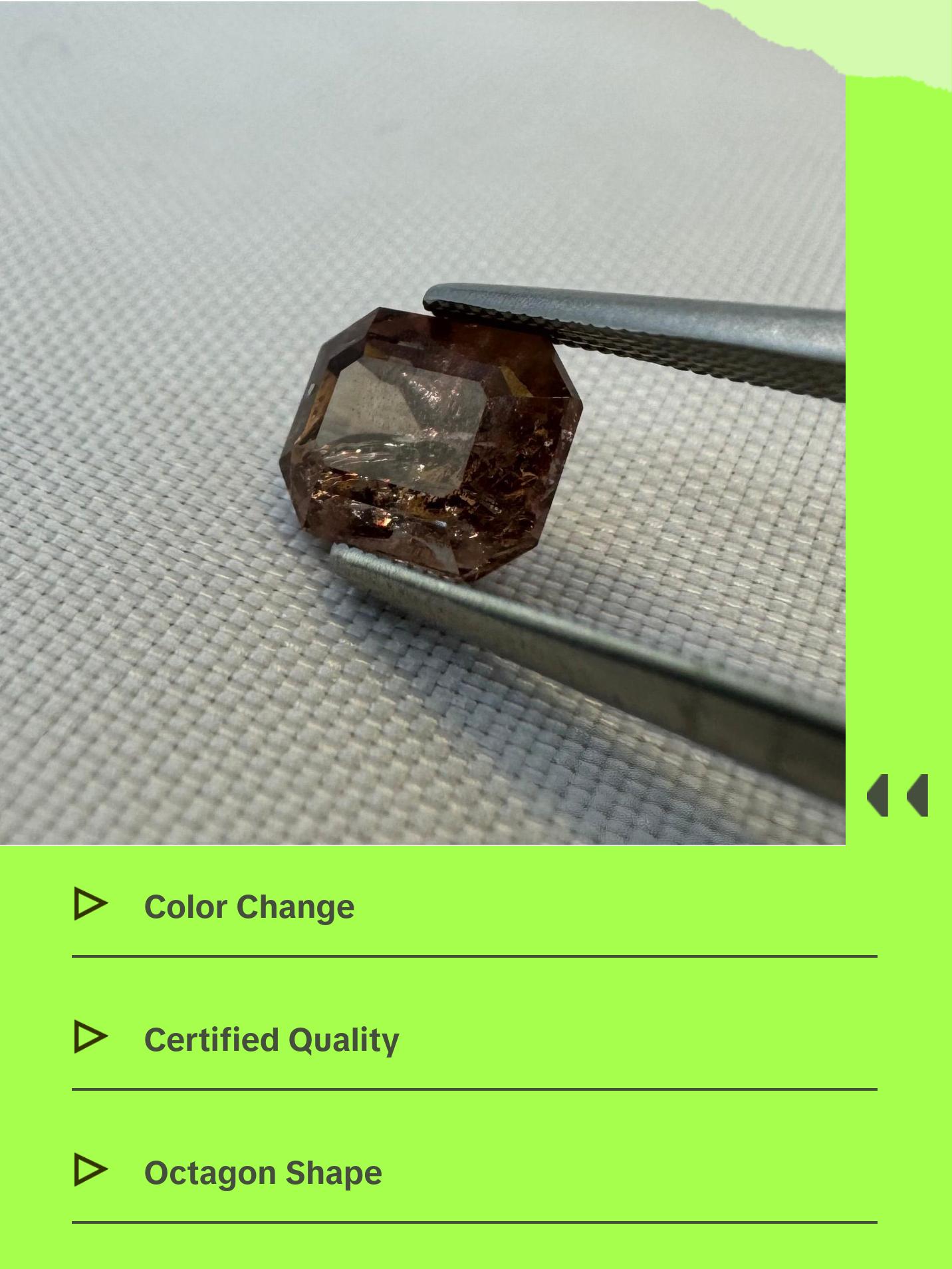 Natural Pyrope-Spessartite Color Change Garnet - 2.63ct - Octagon Step Cut