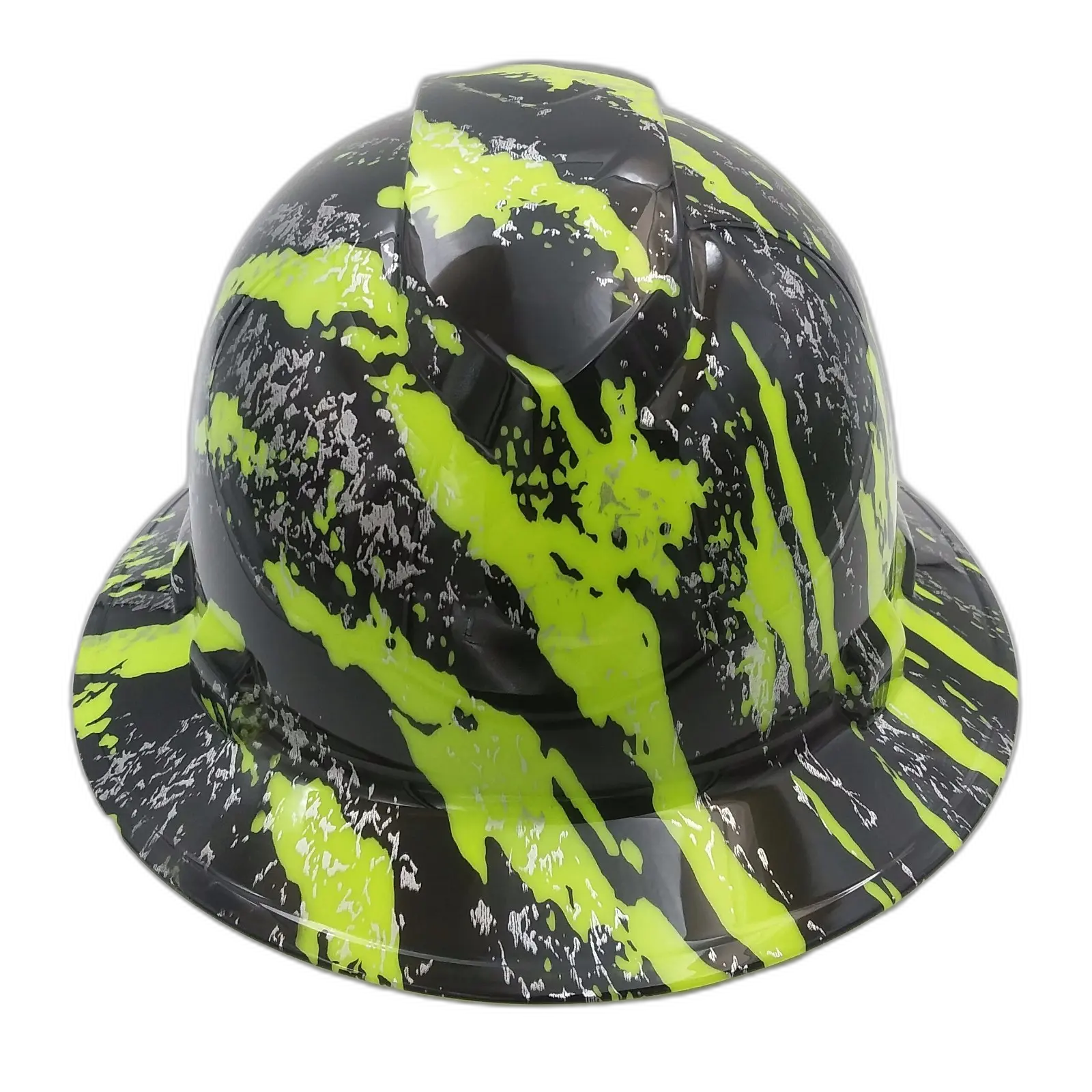Neon Hi-Vis Green Urban Camo - Custom Hydro Dipped Full Brim Hard Hat