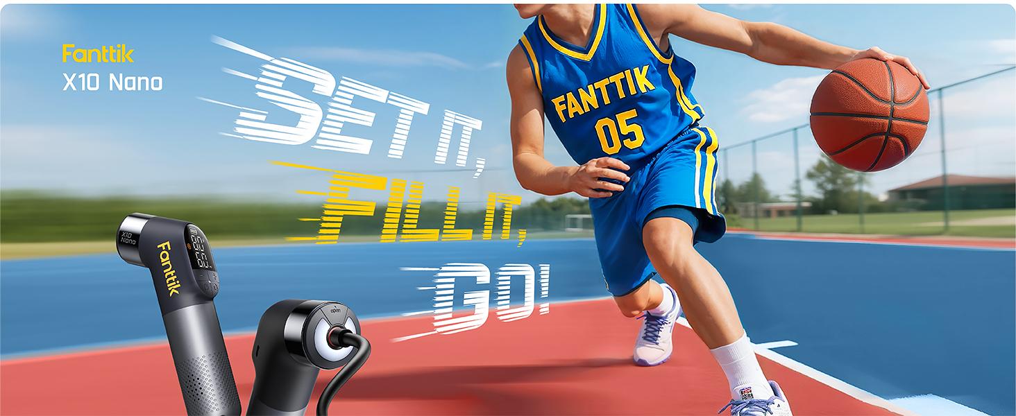 Fanttik X10 Nano Electric Ball Pump Inflation And Deflation, Fast Inflation with Precise Pressure Gauge, Ball Pump for Basketball, Soccer, Football, Volleyball (Max 19.9PSI)-The Trusted Coach's Choice