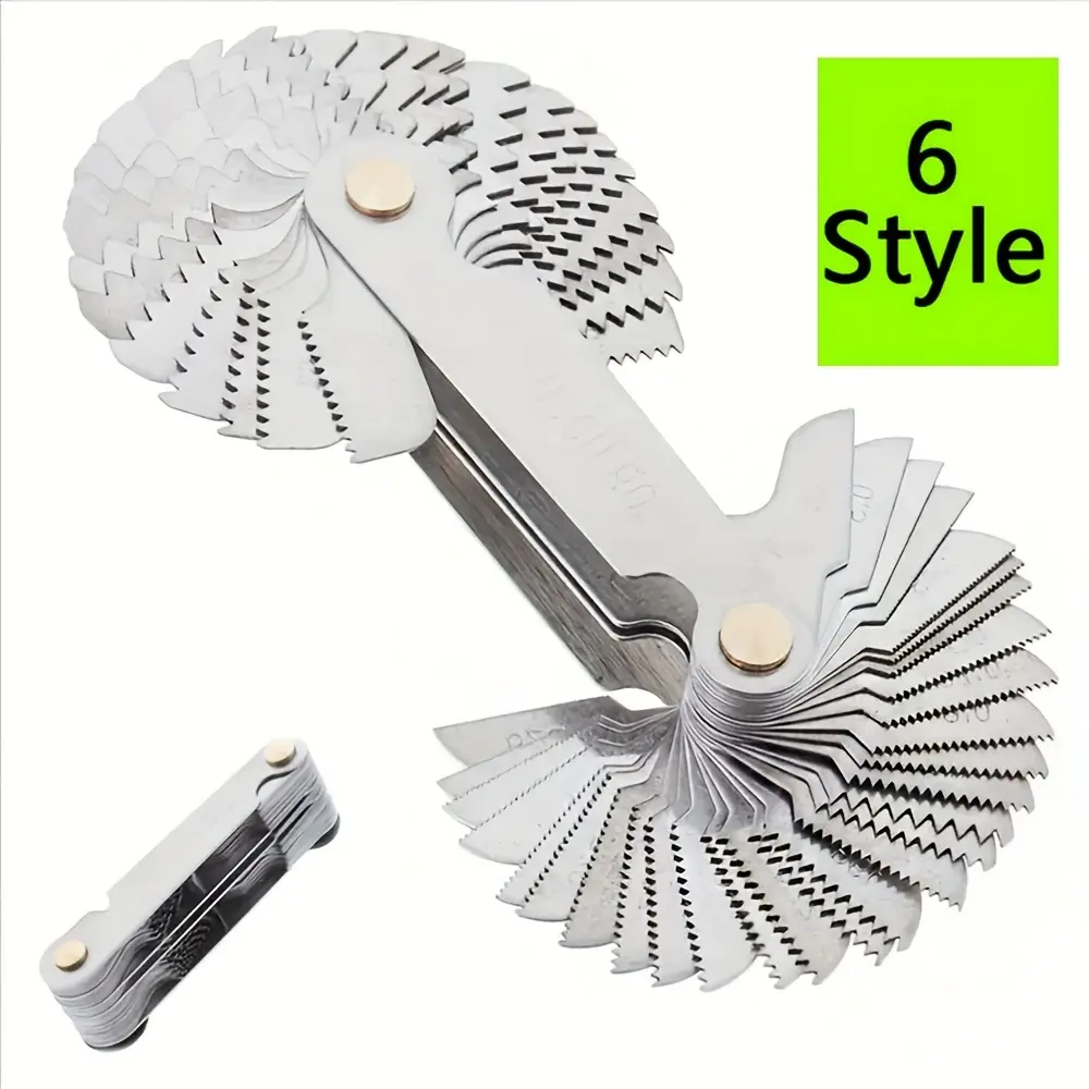6 Style Alloy Thread Gauge – Dual Metric & Imperial Thread Checker,Handheld Nut and Bolt Identifier,Precision Thread Measurement Tool with Ergonomic Grip,Durable Alloy for Mechanical,Industrial,and DIY Use,Accurate Thread Size Gauge summerwins