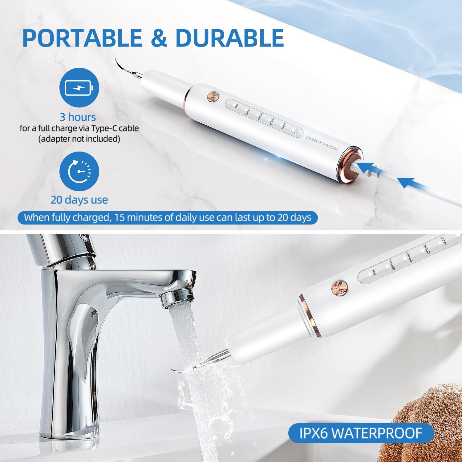 Glam Goddess Rechargeable Electric Teeth Cleaning Tool with 5 Modes & 3 Replaceable Heads Oral Irrigator for Home Use Tartar Remover Antibacterial Dental Care Kit