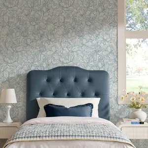 Annabel Stain-Resistant Performance Velvet Twin Headboard in Cadet Blue