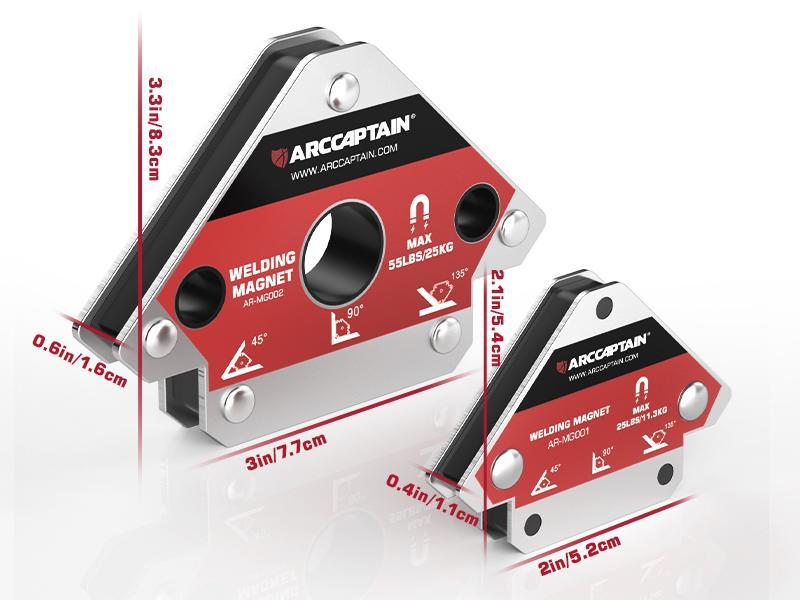 ARCCAPTAIN Welding Magnets 25LB & 55LB & 75LB Welding Magnet Set, Magnetic Welding Holder, Holding Power Welding Accessories