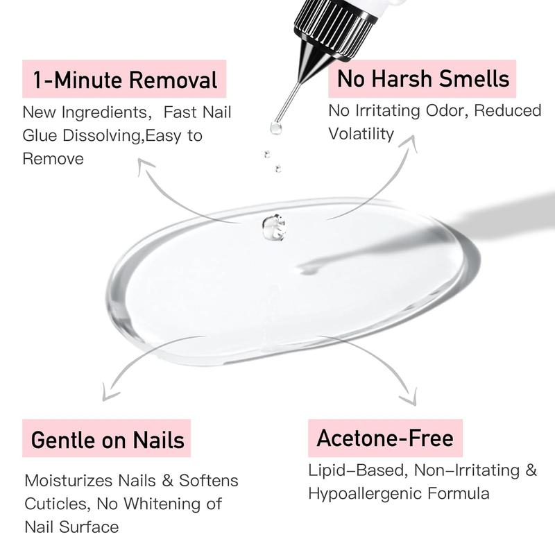 Wearable Nails ，10g Upgraded Super Strong Semi-Solid Tube Xiaomi Glue, Quick-Drying Patch Glue, No Whitening, No UV Light Required, Durable, with Decoupling Solution Set