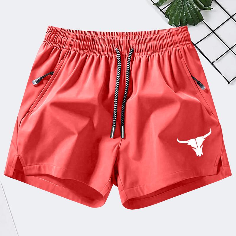 Men's athletic shorts, summer casual quick-dry elastic waistband drawstring shorts with zipper pockets, durable comfort suitable for gym workouts and outdoor leisure activities