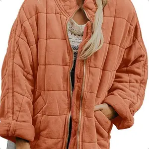 Womens Quilted Puffer Jackets Lightweight Zipper Short Padded Coat With Pockets