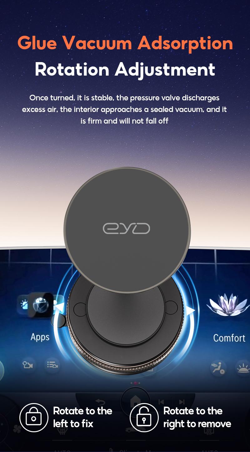 EYD VP05X Magnetic Vacuum Suction Phone Holder, 360° adjustable, strong magnetic adsorption, foldable, universal car and desktop stand.