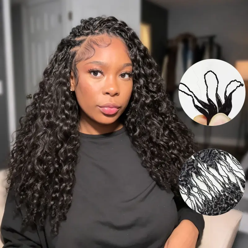【4 Packs Multi-Length】ISEE HAIR Burmese Curly Human Hair Crochet Hair Extensions -Miracle Knots Pre-Separated Crochet Braids, Knotless Boho Braids, Mermaid Braids, Goddess Braids, Burmese Curly, campingessentials