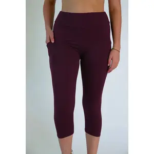 Perfect Fit Pocket Capri Leggings - Burgundy
