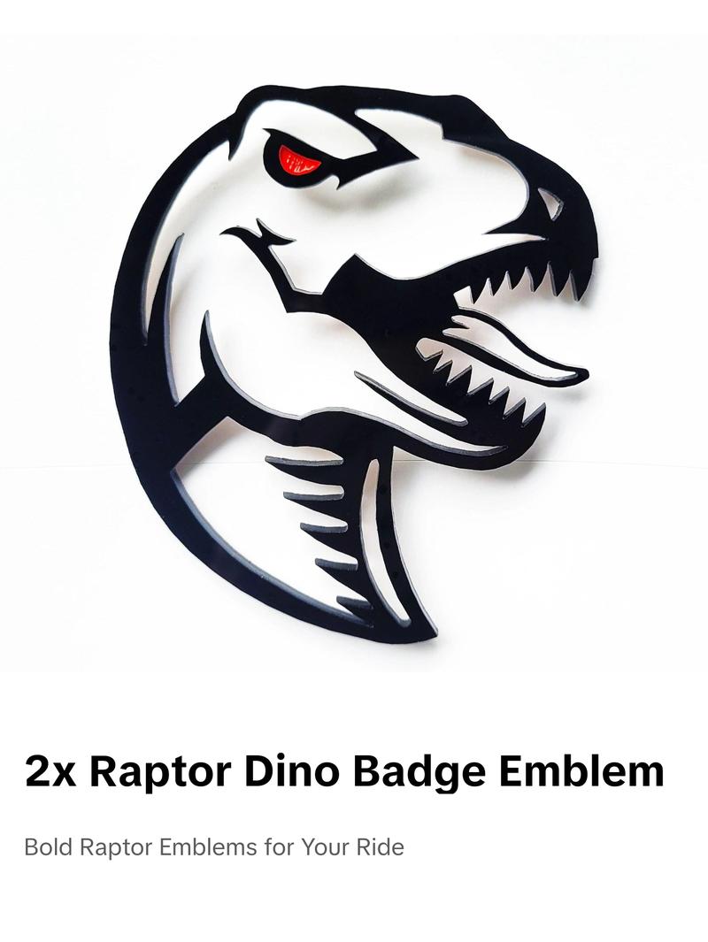 2x Raptor Dinosaur Redeye Badge Logo Emblem for Ford F150 Raptor Dodge TRX RAM