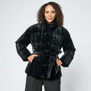 MarlaWynne WynneCollection Crinkle Velvet Puffer Jacket