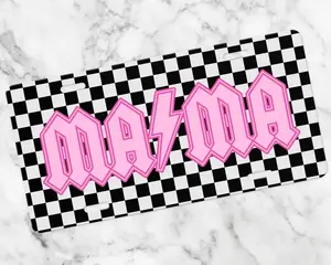 Mama Checkered License Plate, Custom Car Tag for Women, Car Coasters, Retro Mama License Plate