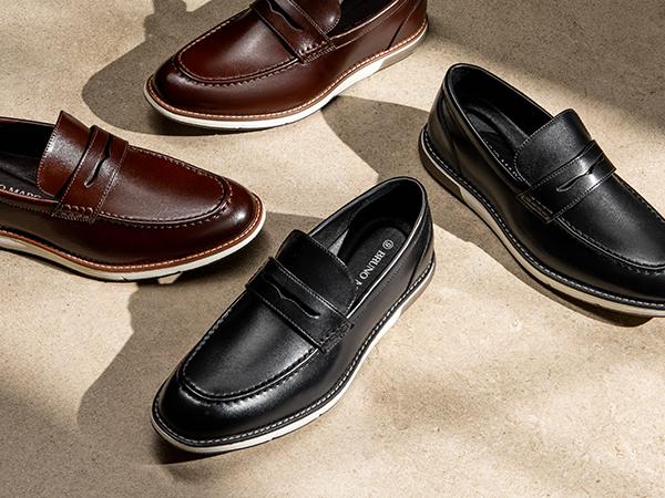 Bruno Marc Men's Vegan Leather Slip-On Penny Loafers