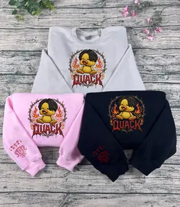 Embroidery Metal Duck Sweatshirt , Alternative Gothic SweatShirt, Concrete Jungle, Unisex Edgy Sweatshirt, Omens Duck Noah, Emo Punk Fashion