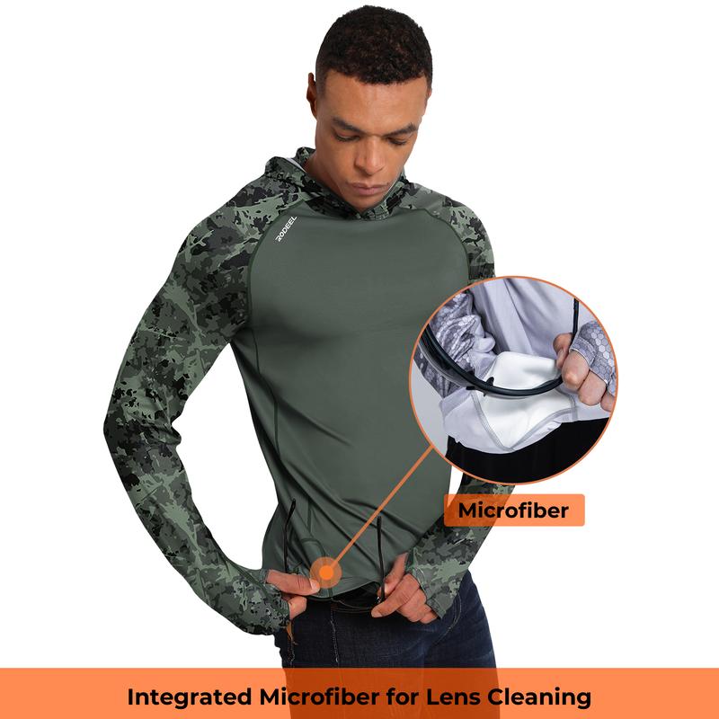 RODEEL 934 Sun Hoodie Shirts w/ UV Detection Mask Neck Gaiter Thumbhole Men UPF 100+ Sun Protection Long Sleeve Lightweight Quick Dry Moisture Wicking Breathable Cooling Activewear for Outdoor Sport Fishing Construction Roofing, Holiday Gift RODEEL 934 Sun Hoodie Shirts w/ UV Detection Mask Neck Gaiter Thumbhole Men UPF 100+ Sun Protection Long Sleeve Lightweight Quick Dry Moisture Wicking Breathable Cooling Activewear for Outdoor Sport Fishing Construction Roofing, Holiday Gift