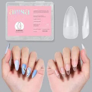 Almond Full Cover Nail Tips Upgraded Matte Prefiled Gel Nails Tips False Gelly Press on Soft Nail Tip Medium Almond Shaped Nails for Nail Extensions DIY Holiday Gift (240Pcs 10 Sizes)