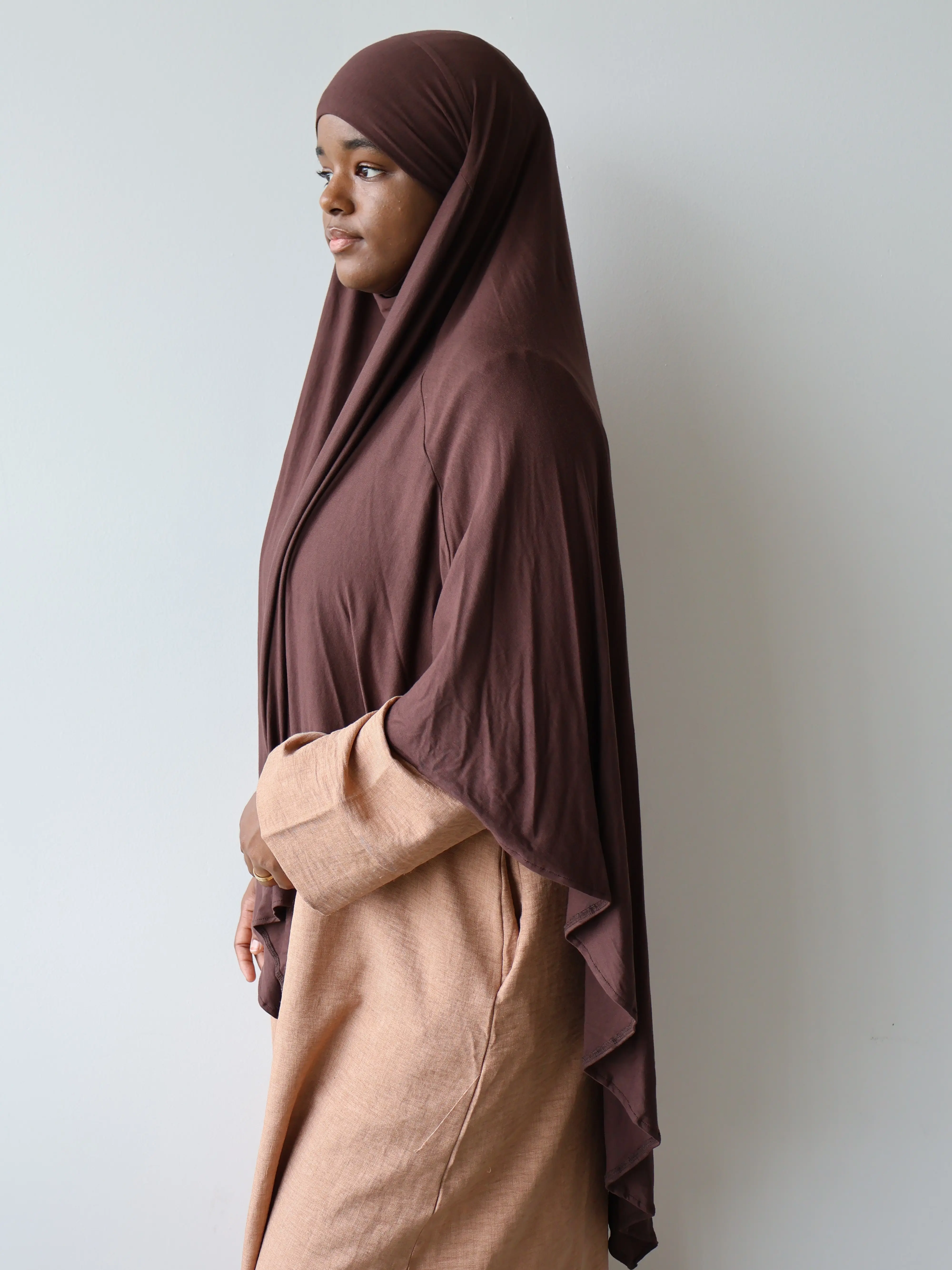 Solid Cotton Jersey Khimar - Soft Full Coverage Hijab for Women with Natural Drape, Lightweight & Breathable for Everyday Modest Wear