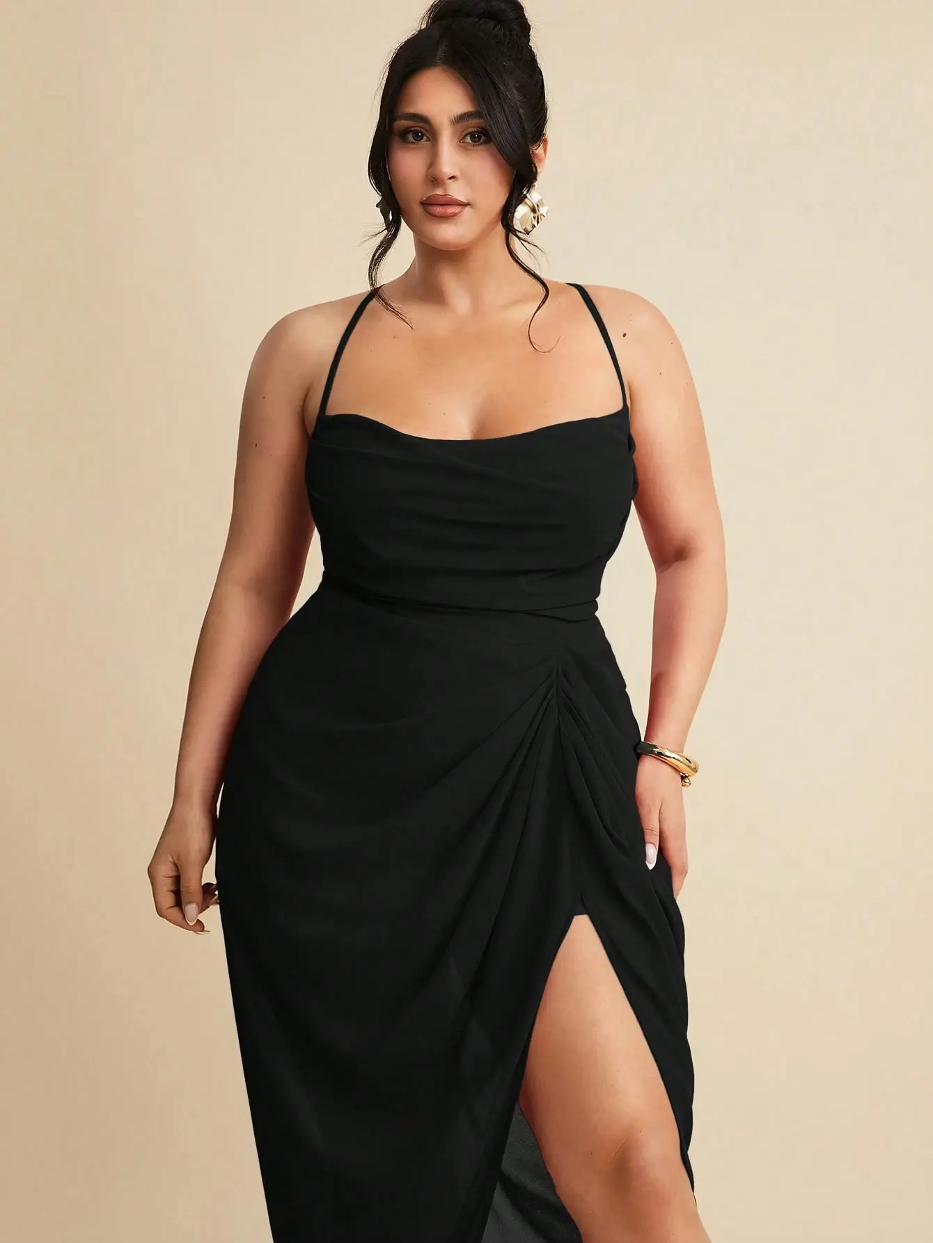 BAE Plus Size Women's Summer Red Chiffon Split Thigh Graduation Dress,Birthday  Dresses For Women - TikTok Shop